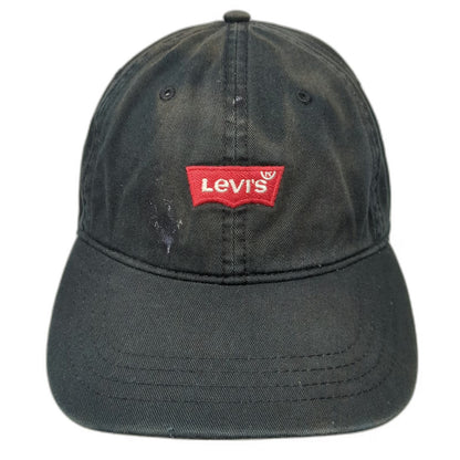 Levi's Baseball Cap Black One Size Red Patch Logo Hat Slideback Strap Cotton