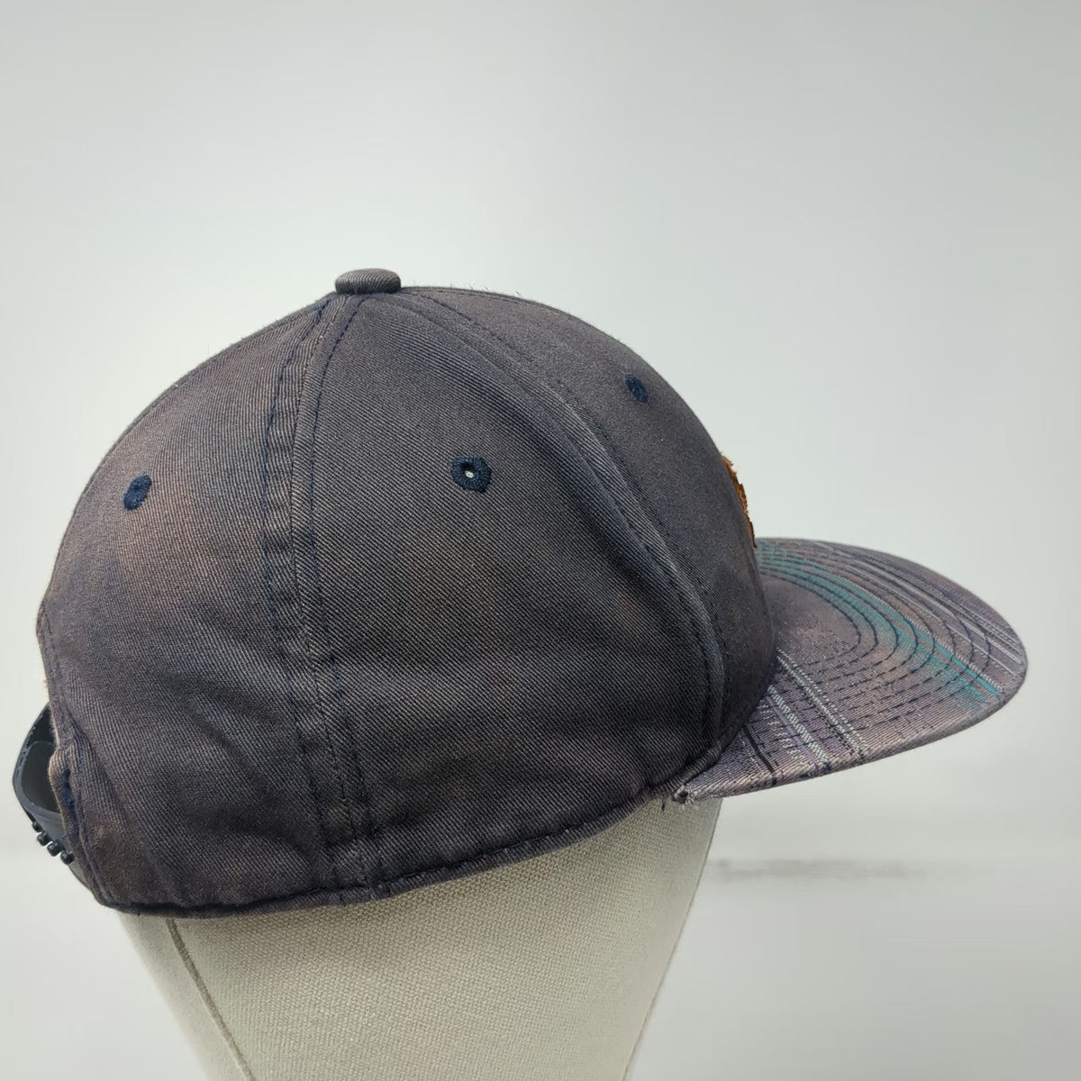 Vans Snapback Black Blue Purple One Size Patterned Brim Faux Leather Patch Hat