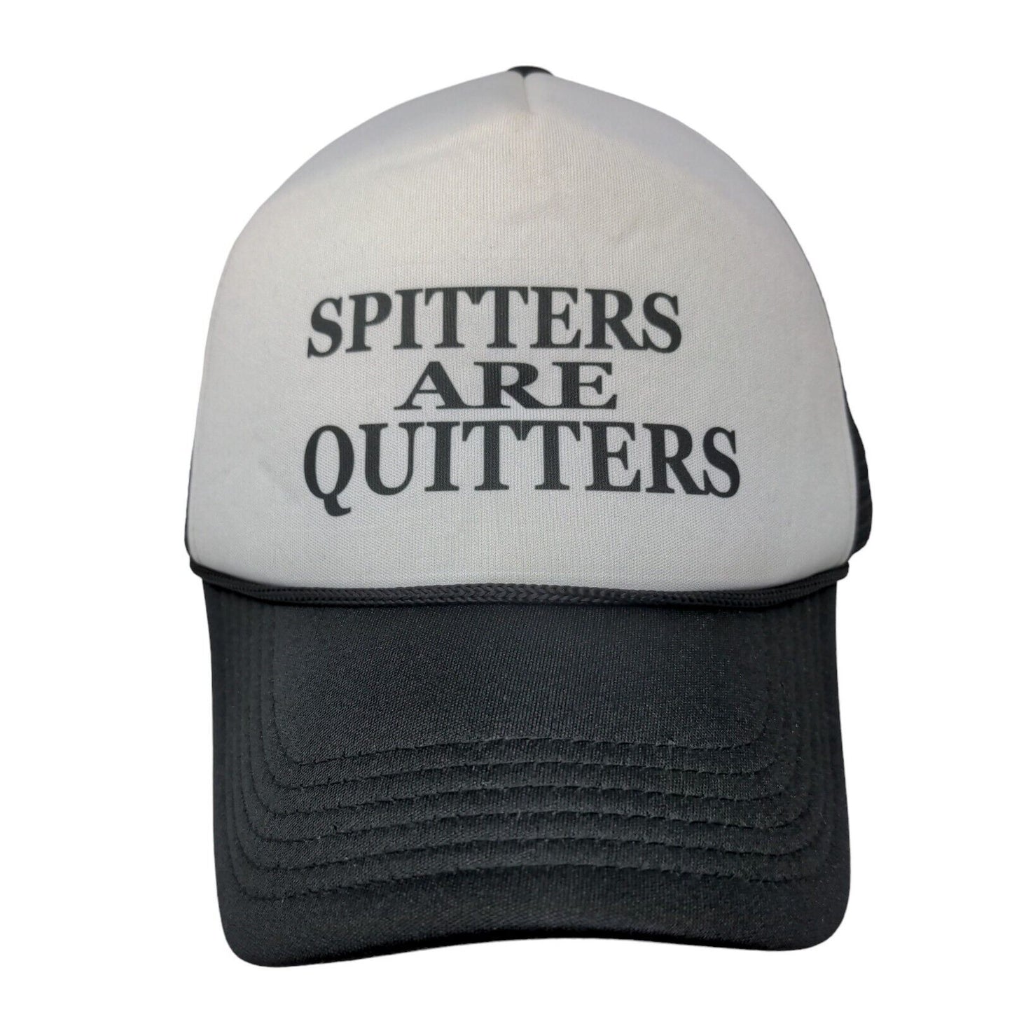 Unbranded Men's Snapback Mesh Back Hat Black White Spitters Are Quitters Logo