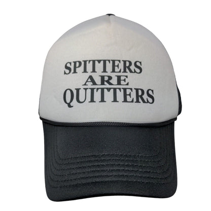 Unbranded Men's Snapback Mesh Back Hat Black White Spitters Are Quitters Logo