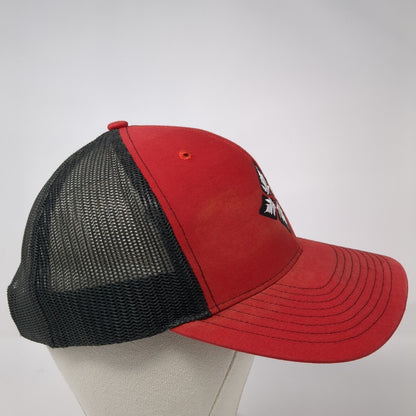 Richardson Snapback Mesh Back Trucker Hat Red One Size Logo Embroidered