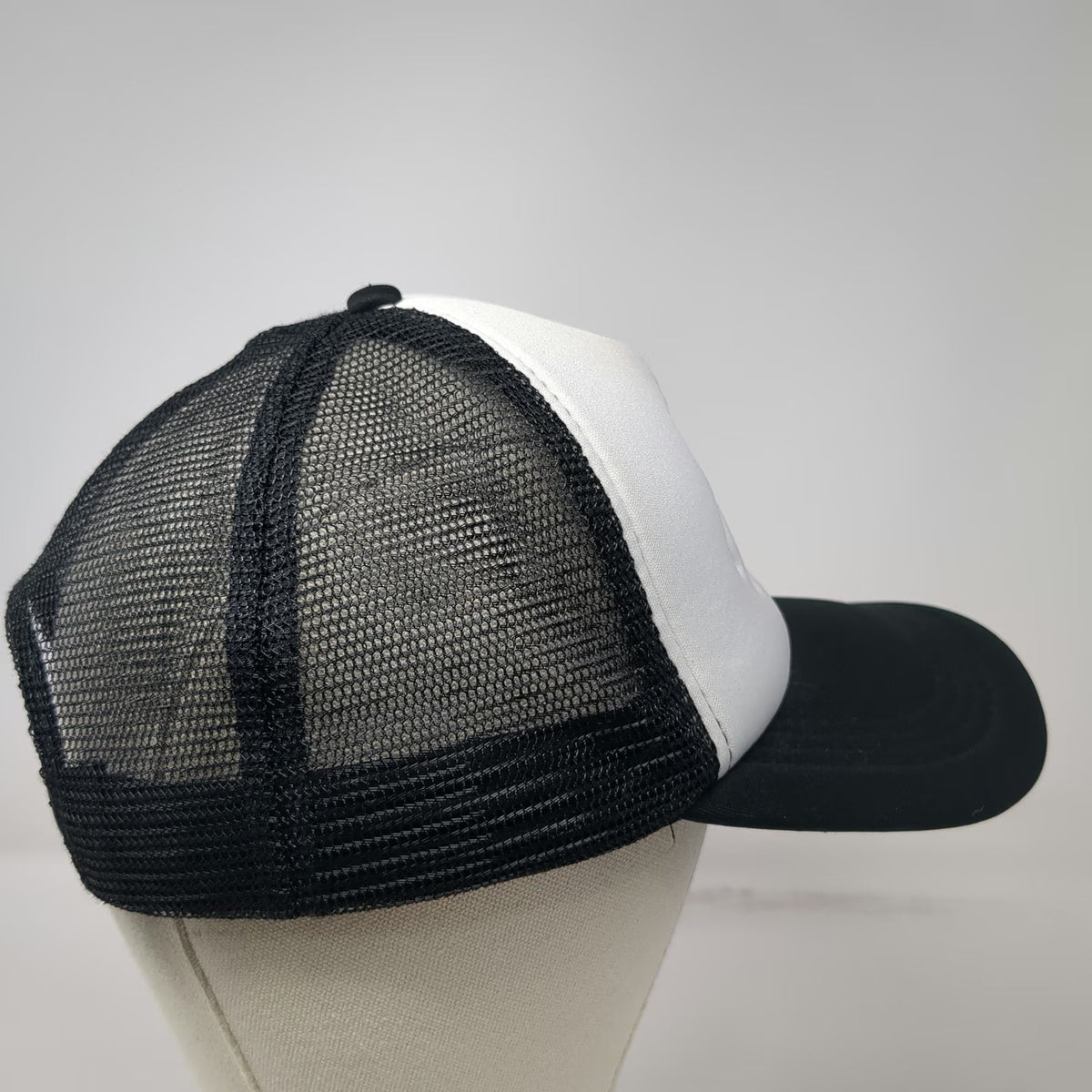 Trucker Hat Black White OSFM Street Fighter Hadouken Input Combo Graphic Mesh