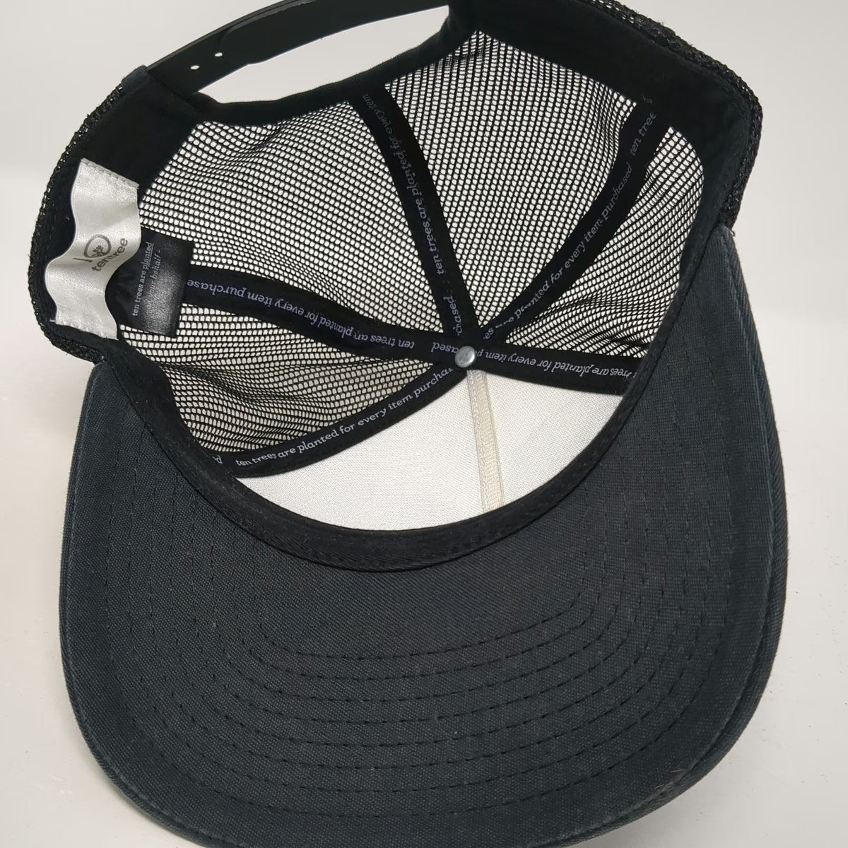 tentree Trucker Hat Black One Size Mesh Forest Landscape Graphic Snapback Hat