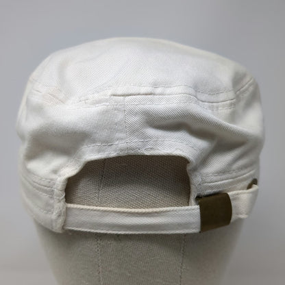 Army Cap Beige One Size Rhinestone Fleur-de-lis Distressed Hat Damask