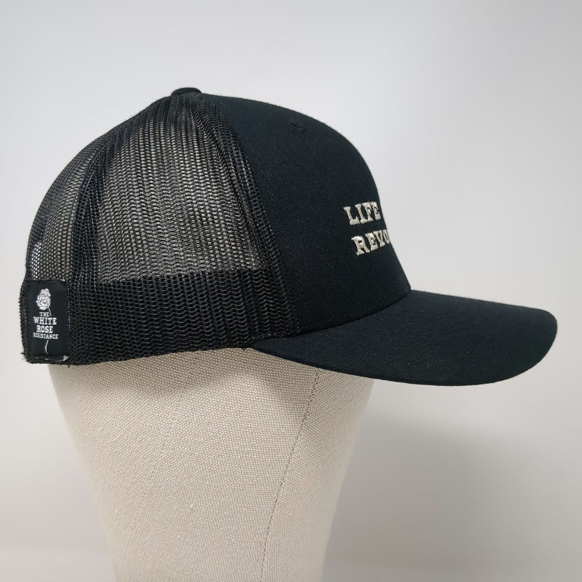 Yupoong Trucker Hat Black One Size Life Is Our Revolution White Rose Resistance