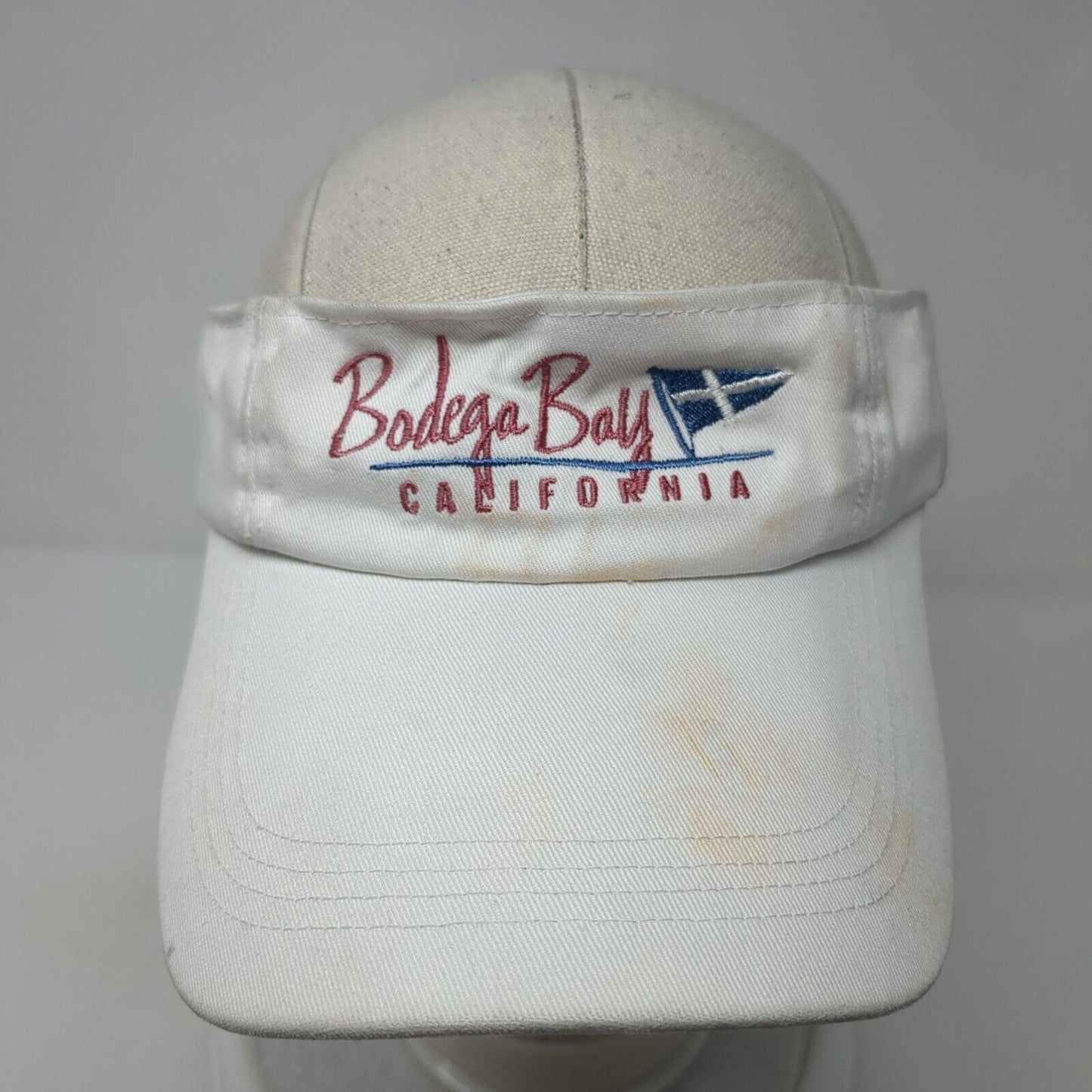 Bodega Bay California Strapback Sun Visor Hat White One Size Adjustable