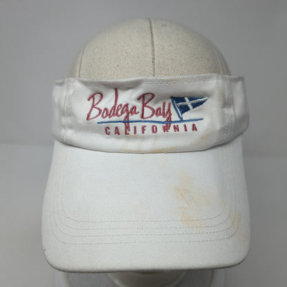 Bodega Bay California Strapback Sun Visor Hat White One Size Adjustable