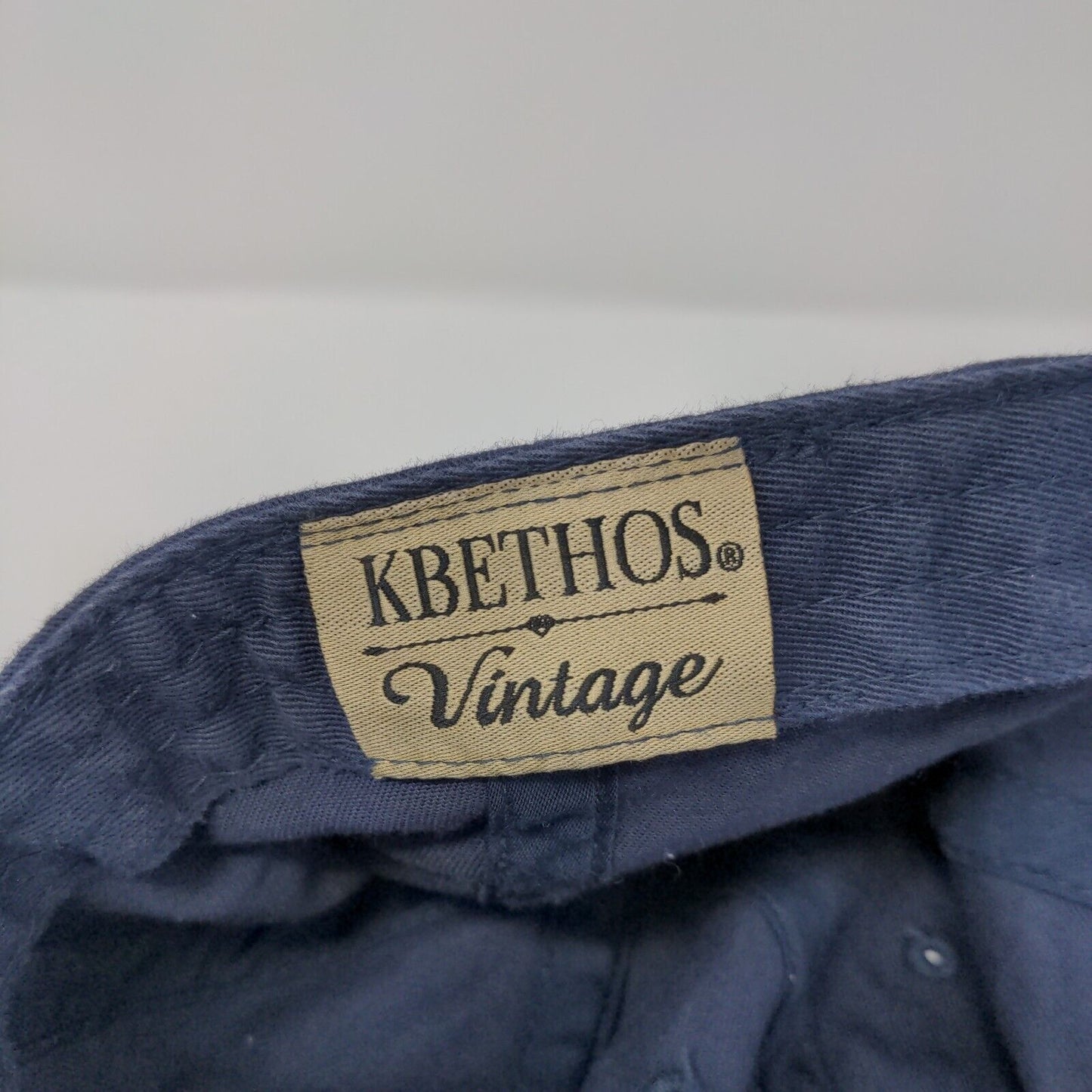 KB ETHOS Slideback Hat Blue OSFA Adjustable Solid 6 Panel Distressed