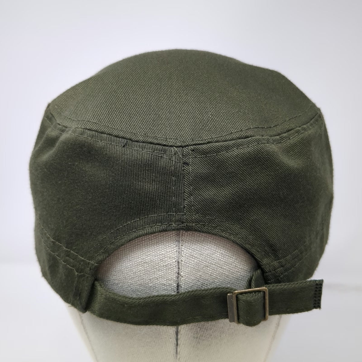 Army Cap Green One Size Hat Flat Crown Adjustable Strap Polyester Solid Color