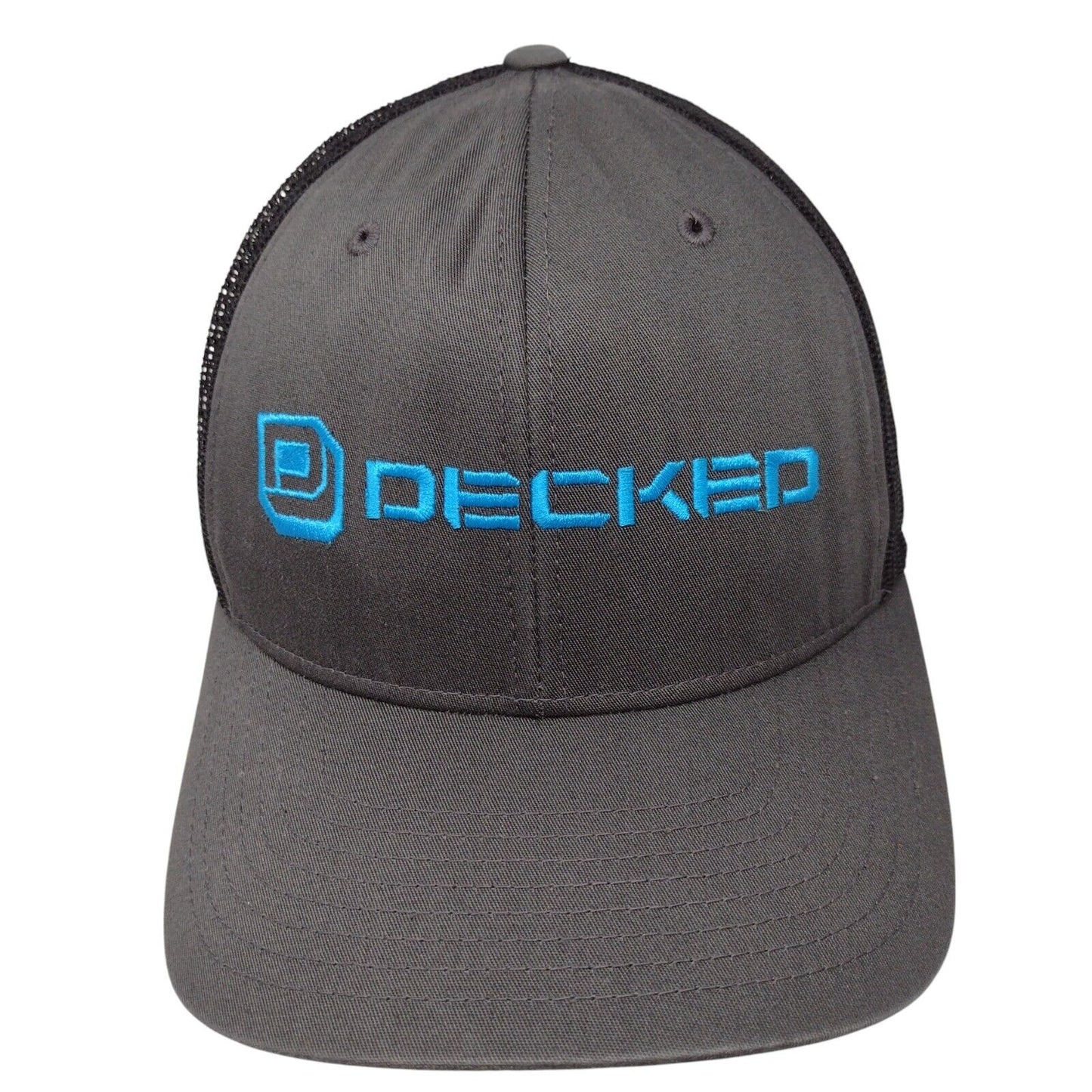 Decked Snapback Mesh Back Trucker Hat Gray OSFA Embroidered Colorblock