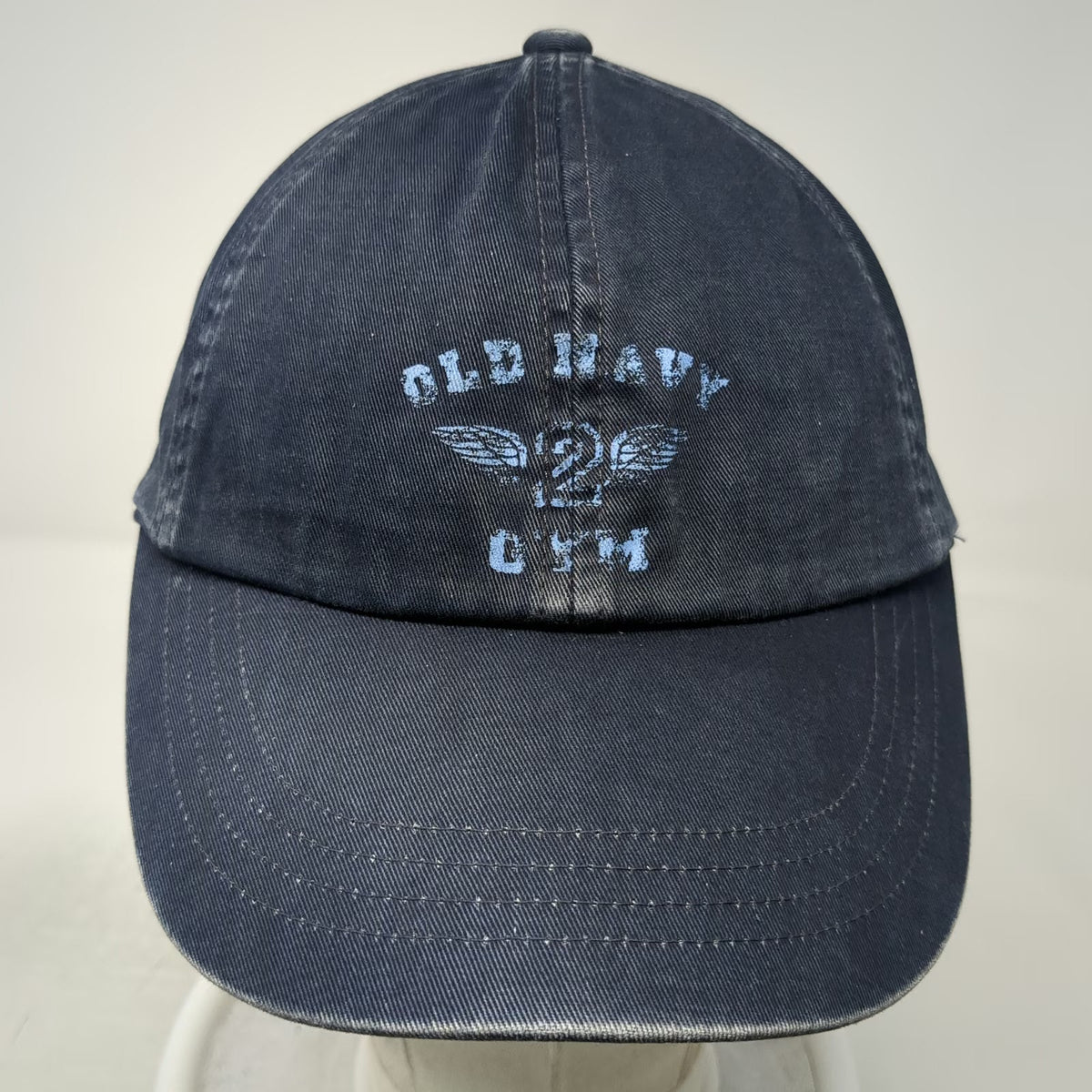 Old Navy Baseball Cap Blue L Winged 2 Gym Graphic Rainbow Stripe Sweatband hat