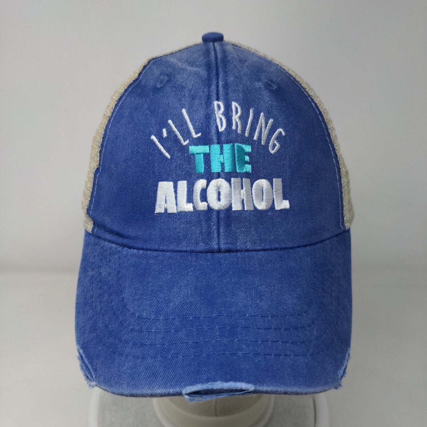 I'll Bring The Alcohol Snapback Trucker Hat Blue OS Adjustable Mesh Back Adams