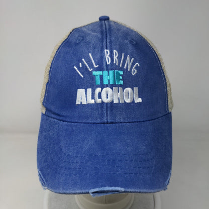 I'll Bring The Alcohol Snapback Trucker Hat Blue OS Adjustable Mesh Back Adams