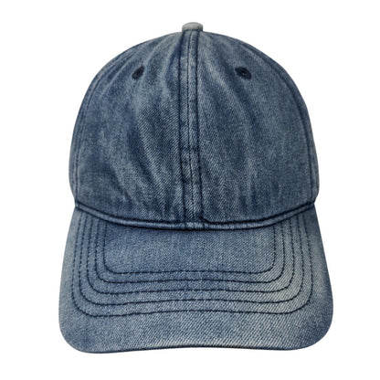 Unbranded Slideback Hat Blue OSFM Adjustable Vented Holes 6 Panel Denim Blank