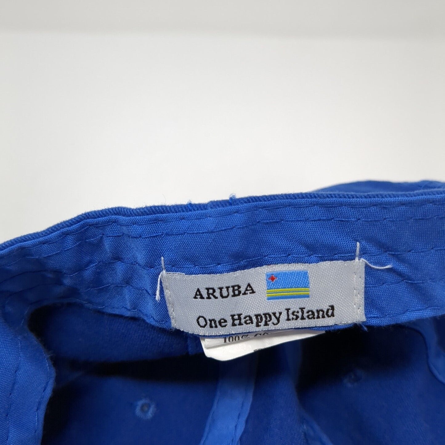 Aruba One Happy Island Est. 1499 Dushi Slideback Hat Blue OS Adjustable Cotton
