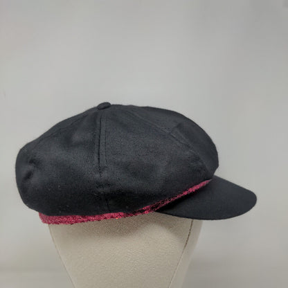 Beret With Bill and Bow Sparkly Bling Black Pink Unbranded 100% Polyester