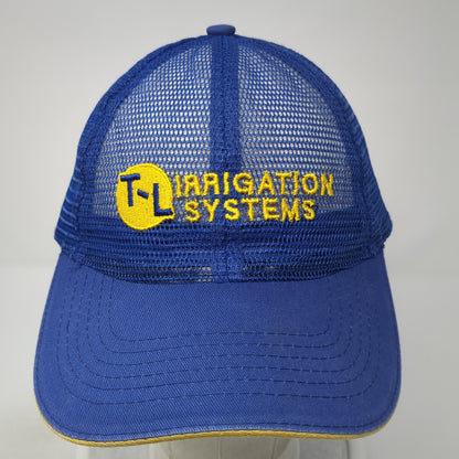 T-L Irrigation Systems Strapback Trucker Hat Blue One Size Adjustable Mesh Back