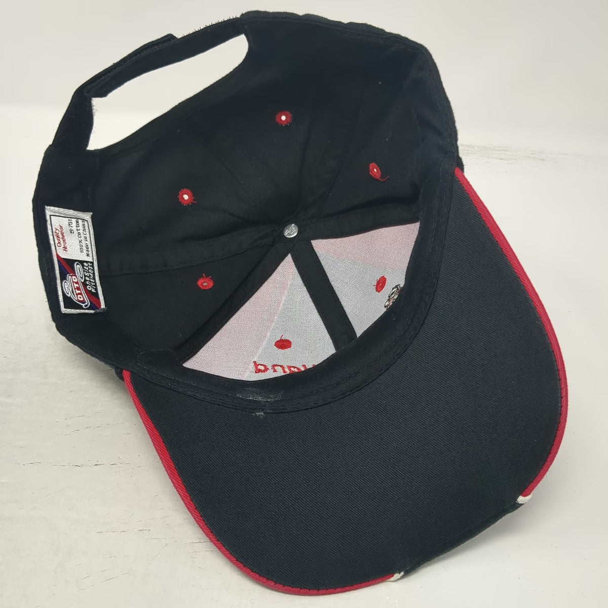 Otto Baseball Cap Black Red One Size Peatland Reds Trail MN Potato Mascot Hat