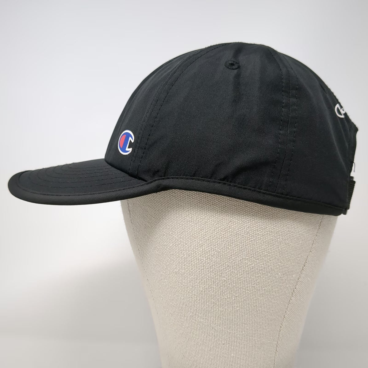 Champion Baseball Cap Black One Size Adjustable Strapback Embroidered Logo hat