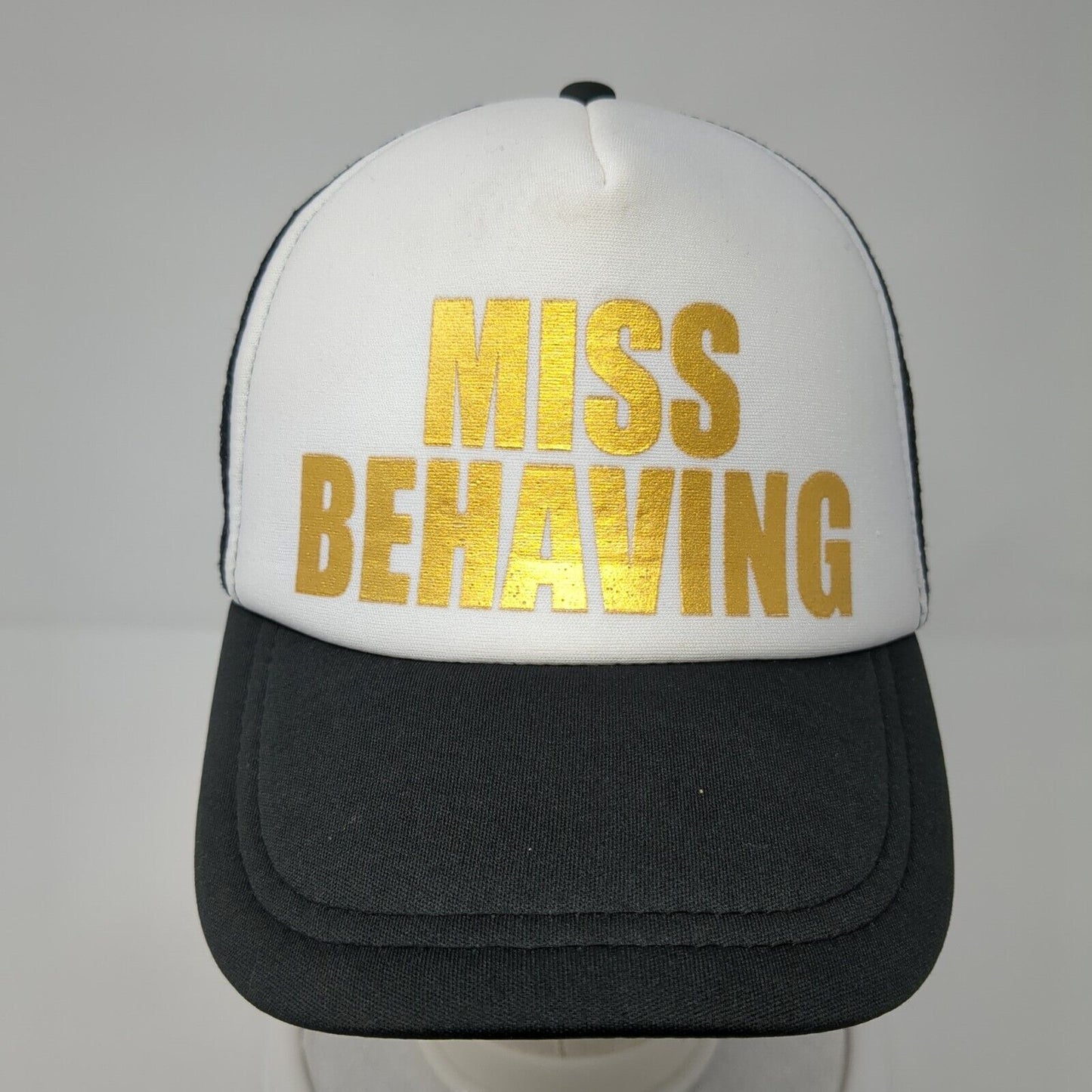 Miss Behaving Snapback Trucker Hat Black One Size Adjustable Mesh Back 6 Panel