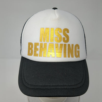 Miss Behaving Snapback Trucker Hat Black One Size Adjustable Mesh Back 6 Panel