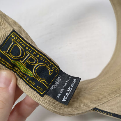 Dorfman Pacific Visor Beige One Size Hawaii Script Island Map Adjustable Hat