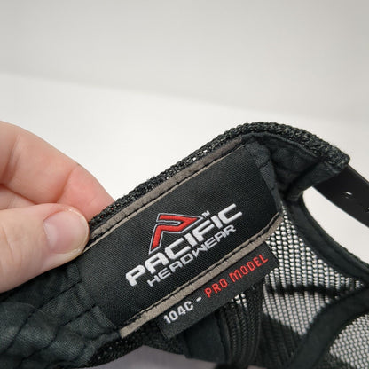 V Snapback Trucker Hat Black One Size Adjustable Mesh Back Pacific Headwear