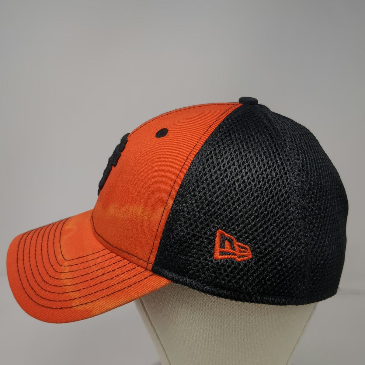 San Francisco Giants MLB New Era Baseball Cap Orange XL 39THIRTY Mesh Back Black