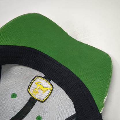 John Deere Baseball Cap Green One Size Mesh Back Contrast Piping Strapback Hat