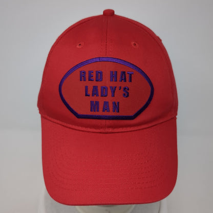 Red Hat Lady's Man Snapback Hat Red One Size Adjustable 6 Panel Otto