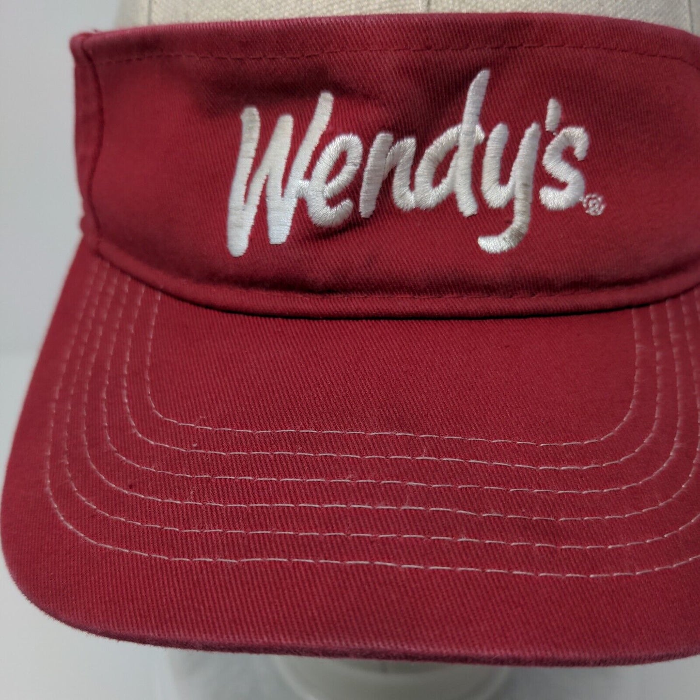 Wendy's Strapback Visor Hat Red OSFA Embroidered Employee Uniform