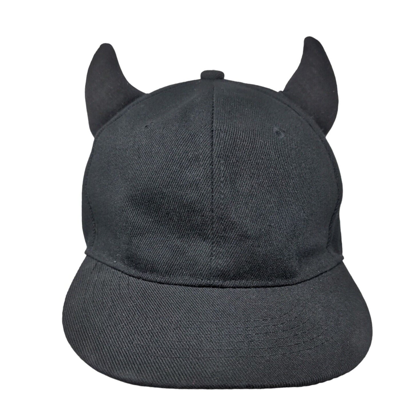 Unbranded Snapback Hat Black One Size Adjustable Devil Horn Vented Holes Blank