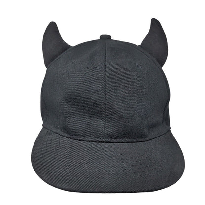Unbranded Snapback Hat Black One Size Adjustable Devil Horn Vented Holes Blank