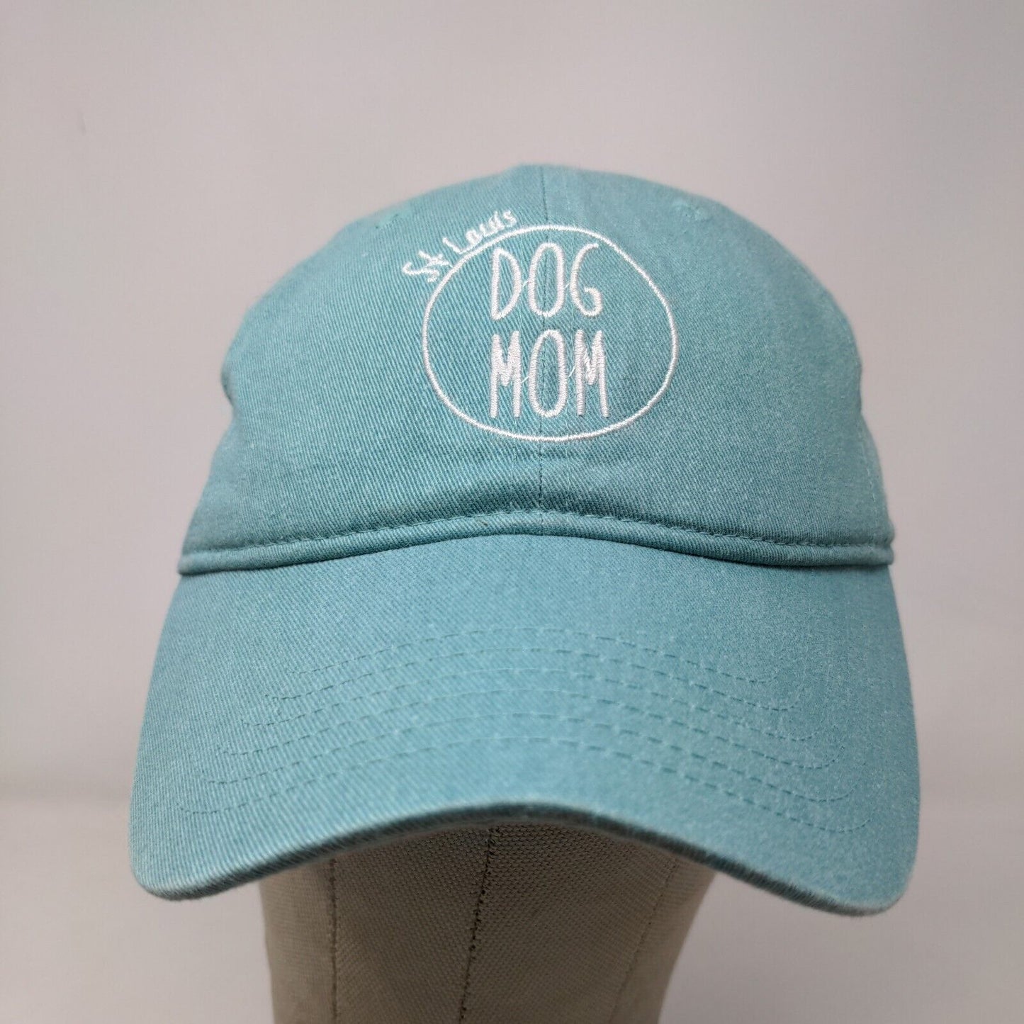 Comfort Colors Women's Slideback Hat Blue Embroidered Dog Mom St Louis Logo