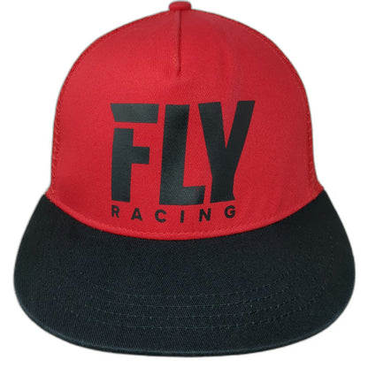 Fly Racing Trucker Hat Red Black One Size Mesh Flat Bill Snapback Motocross