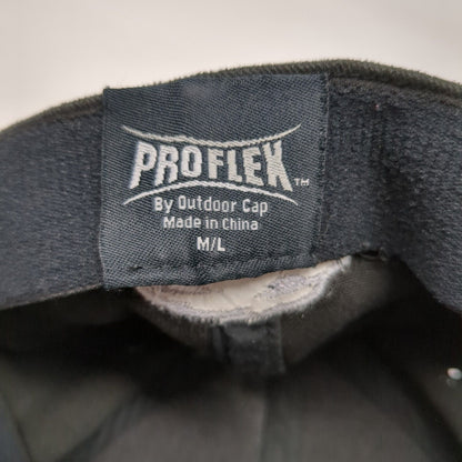 WyoTech Fitted Hat Black M/L Embroidered Solid Proflex By Outdoor Cap