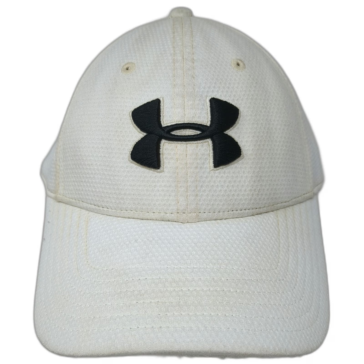 Under Armour Baseball Cap White L Embroidered Logo Stretch Fit Blitzing Hat