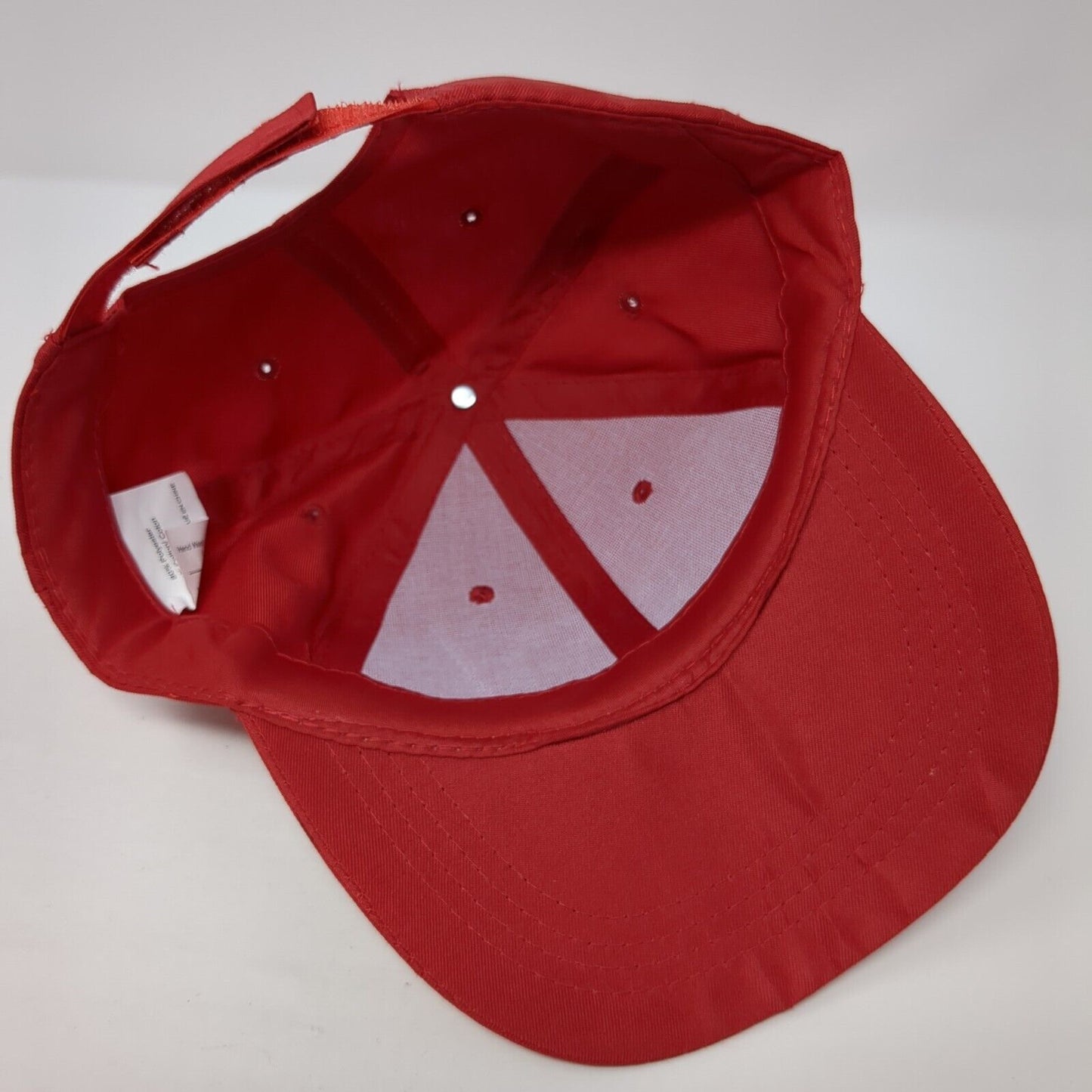 Unbranded Strapback Hat Red One Size Adjustable Vented Holes 6 Panel Blank