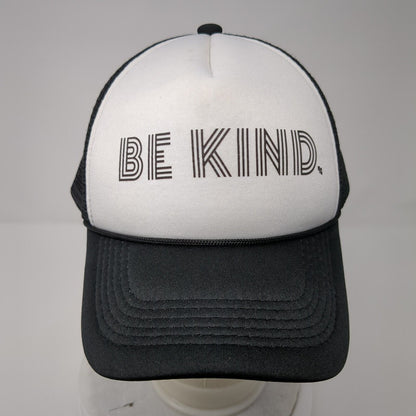 Be Kind Snapback Mesh Back Rope Trucker Hat Black One Size Colorblock