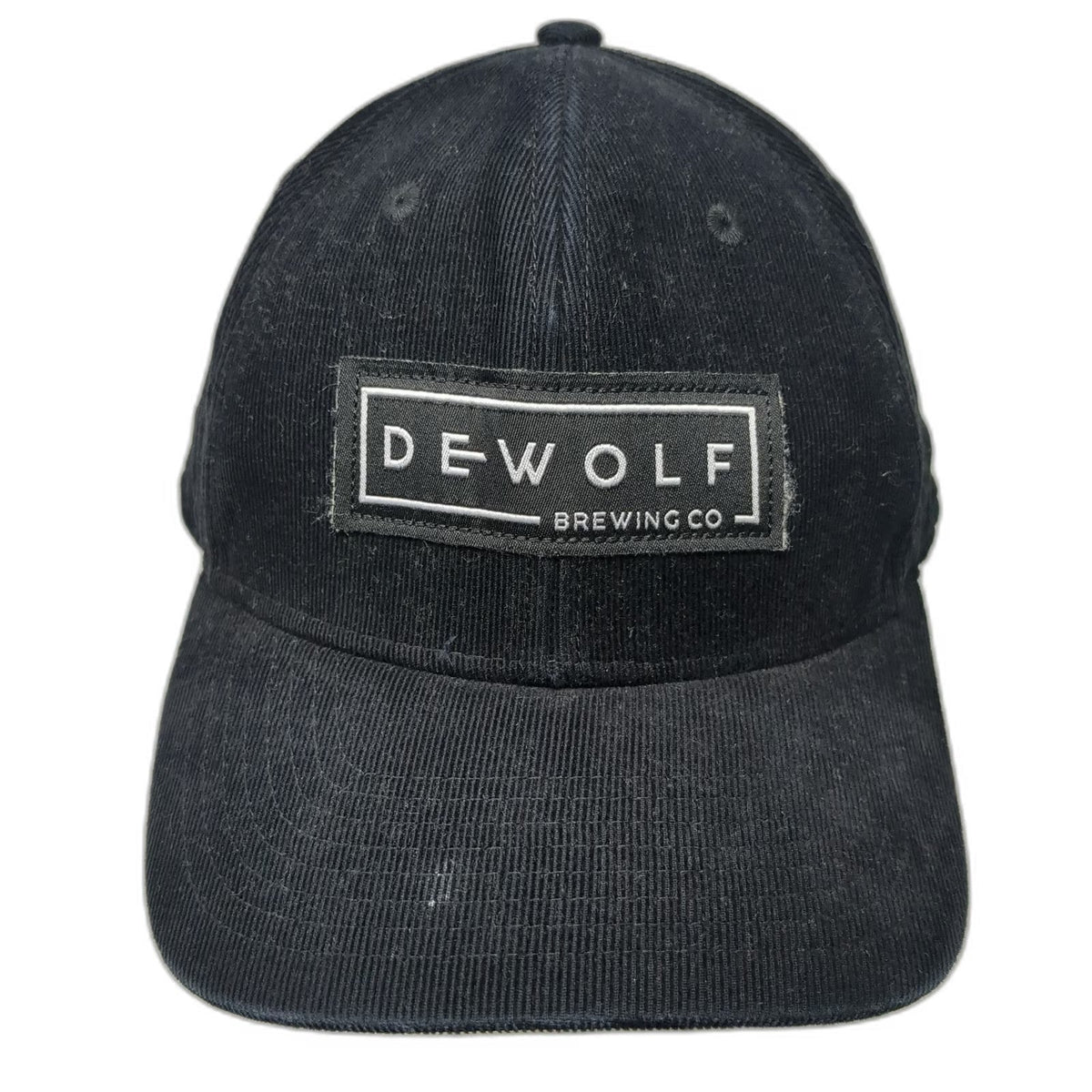 Dewolf Brewing Co Baseball Cap Black One Size Corduroy Patch Slideback Hat Logo