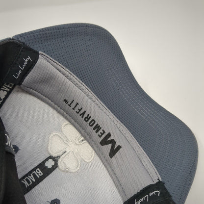 Live Lucky Fitted Baseball Cap Gray Medium Lightweight Embroidered Black Clover