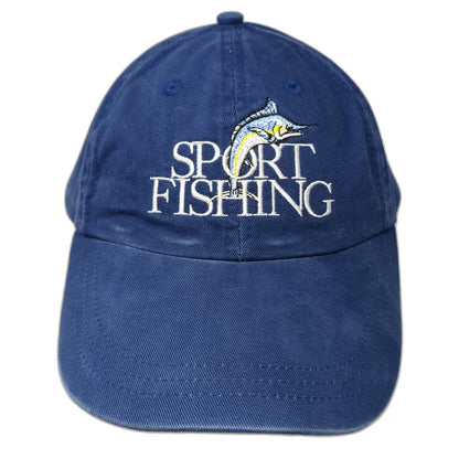 Sport Fishing Marlin Blue Baseball Cap One Size Slideback Hat Cotton Curved Bill