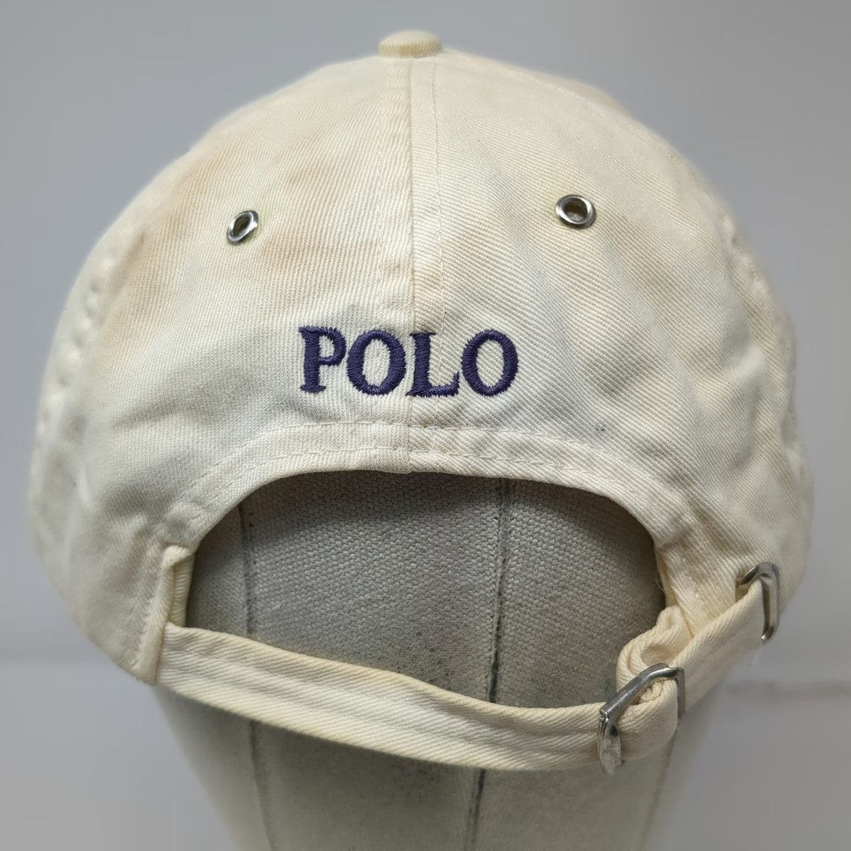 Polo Golf Ivory Blue OS Baseball Cap Slideback Cotton USA Clubs Hat Vintage