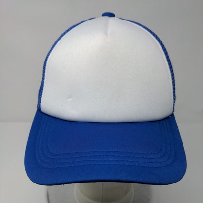 Unbranded Strapback Trucker Hat Blue One Size Adjustable Mesh Back Blank