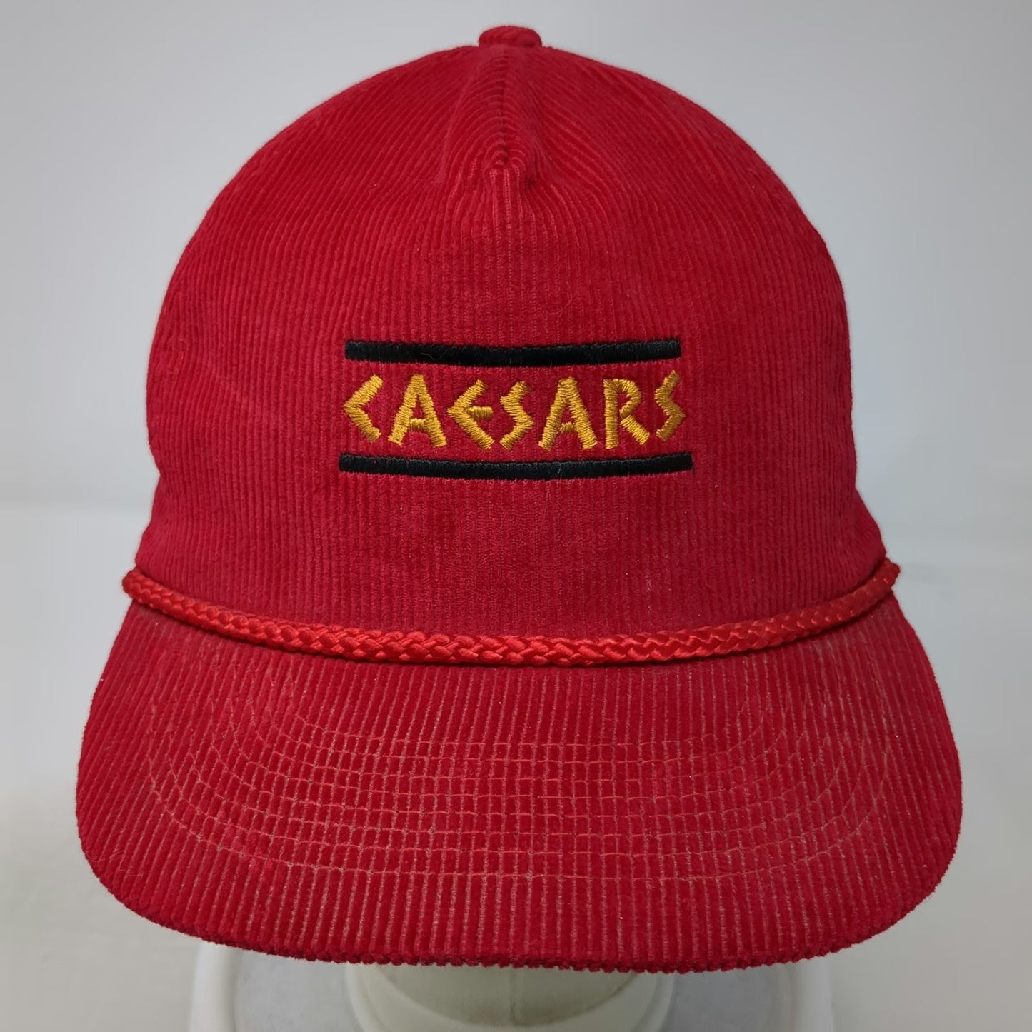 T.I. 5 Panel Red One Size Caesars Corduroy Rope Snapback Gold Logo Casino Hat
