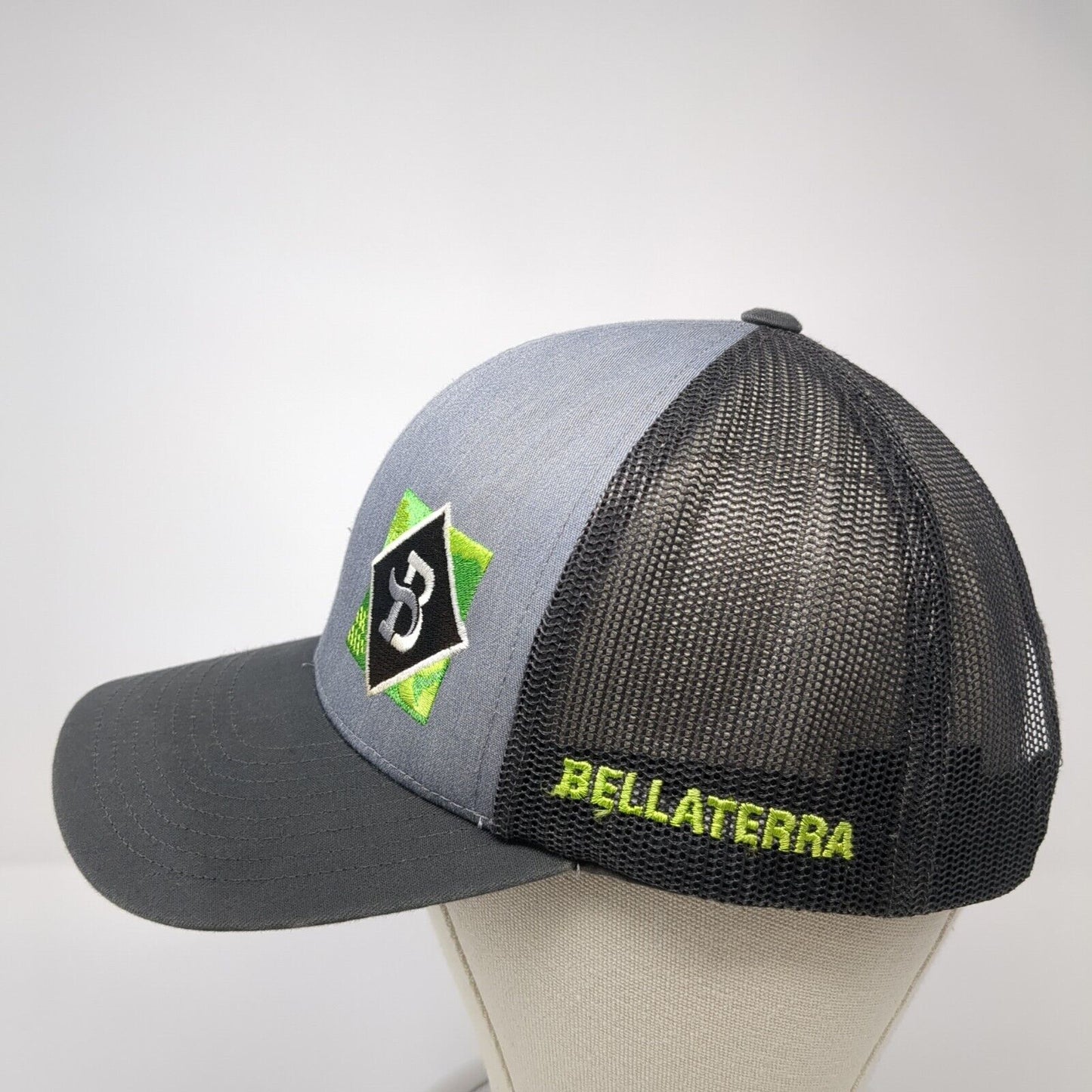 Bellaterra Snapback Mesh Back Trucker Hat Gray One Size Embroidered Logo