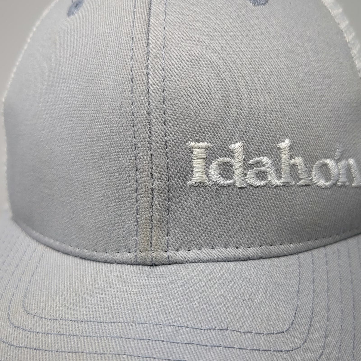Zephyr Trucker Hat Gray White One Size Snapback Mesh Idahon Embroidered Cap