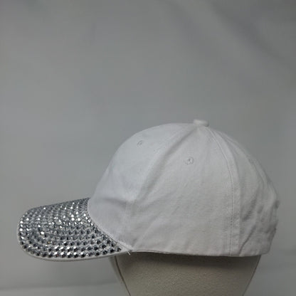Something Special Strapback Hat White One Size Rhinestone Studded