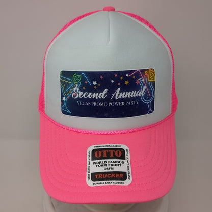 Second Annual Vegas Promo Power Party Trucker Hat Pink One Size Mesh Back Otto