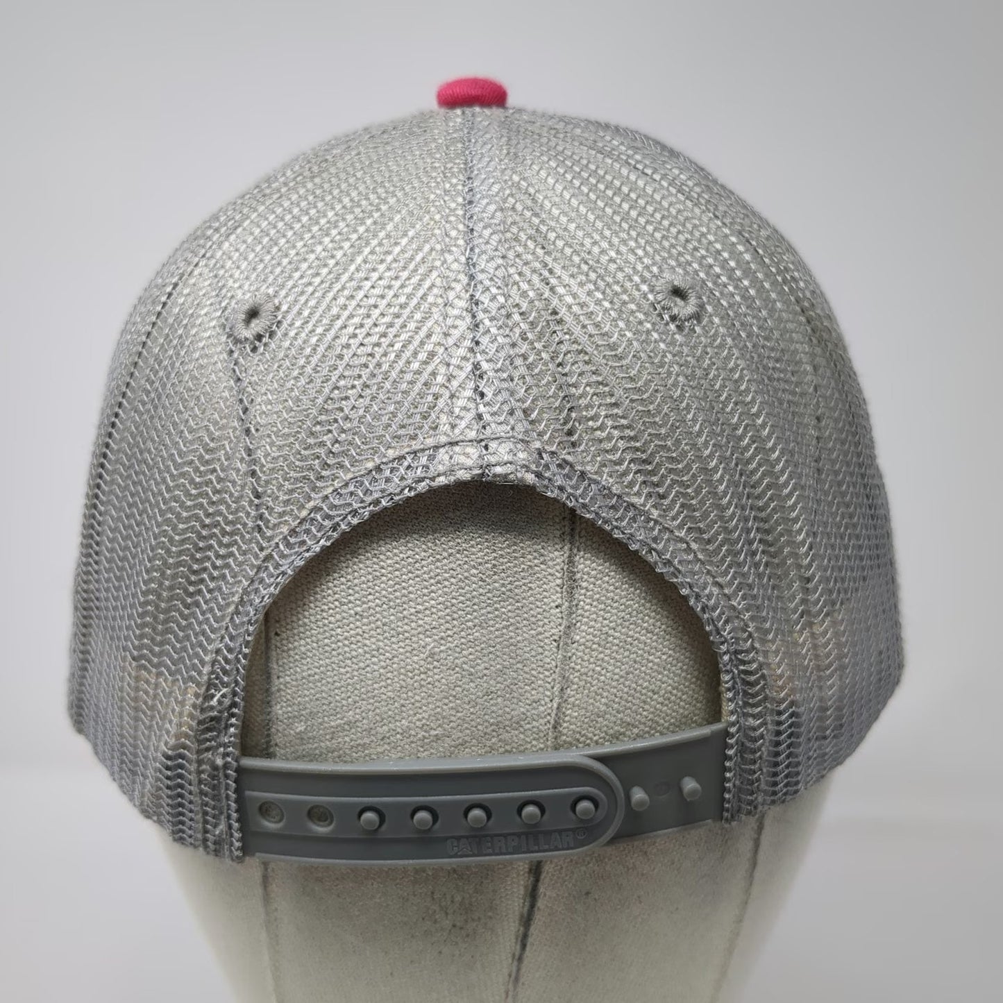 Cat Trucker Hat Pink One Size Mesh Snapback Gray White Logo Caterpillar Work